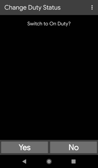 Change Duty Status screen with Yes/No options buttons