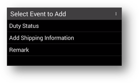 Select Event to Add screen