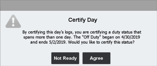 Certify Day pop-up window